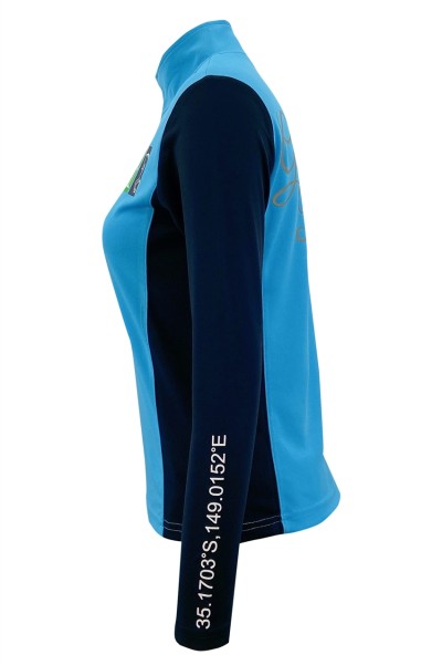 Tailor-made colorblock zipper half chest Polo design hot stamping logo mesh fabric Slim fit Slim waist Functional sweatshirt design company W220 back view